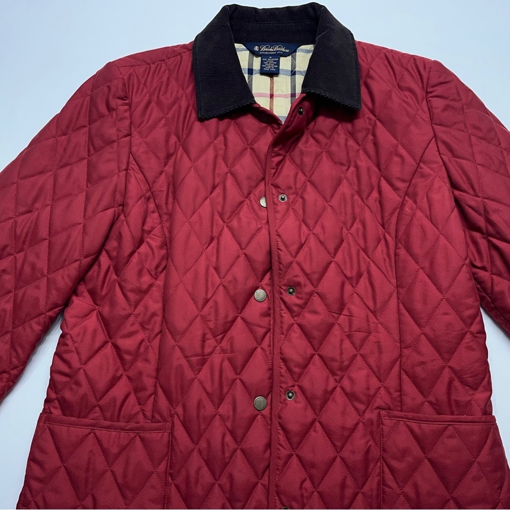 Brooks Brothers Diamond Quilted Jacket Womens Size 10 Insulated Corduroy Collar - Picture 4 of 14